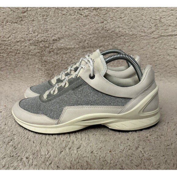 Ecco Biom Fjuel Trainer Yak Leather Athletic Shoes Sneakers White Women’s Size 9 - Picture 1 of 10